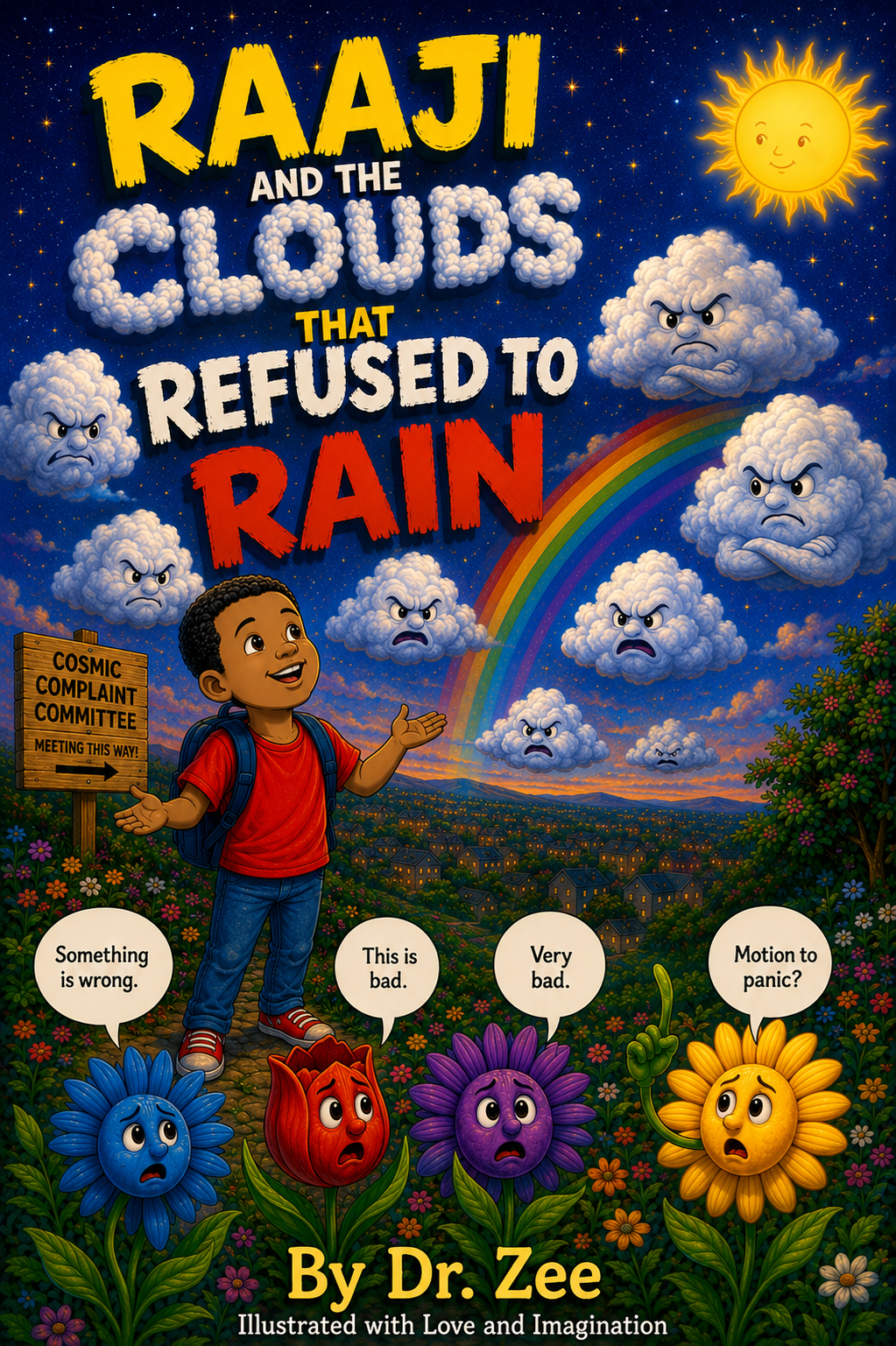 Raaji and the Clouds That Refused to Rain children's book cover by Dr. Zee